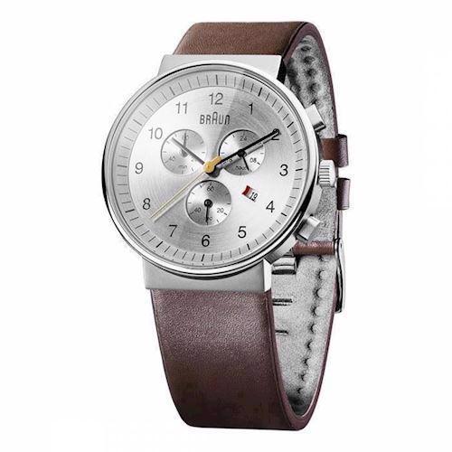 Image of Braun Classic blank rustfri stål quartz med chronograph Herre ur, model BN0035SLBRG